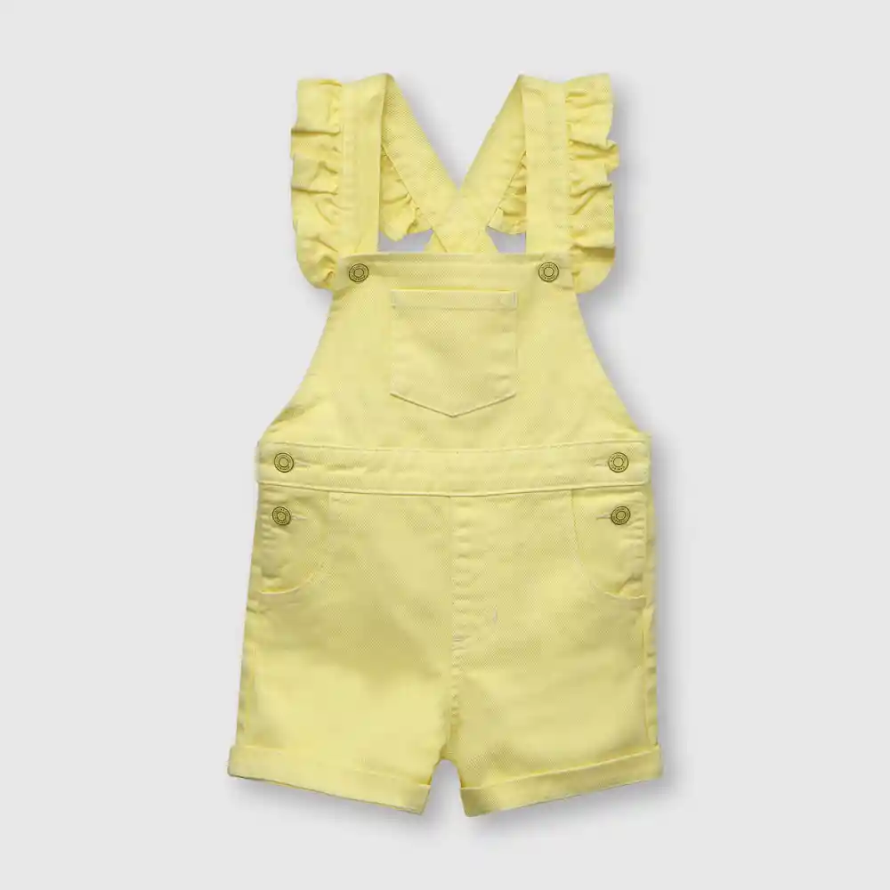 Jardinera Con Vuelos De Bebé Niña Amarilla Talla 9/12m