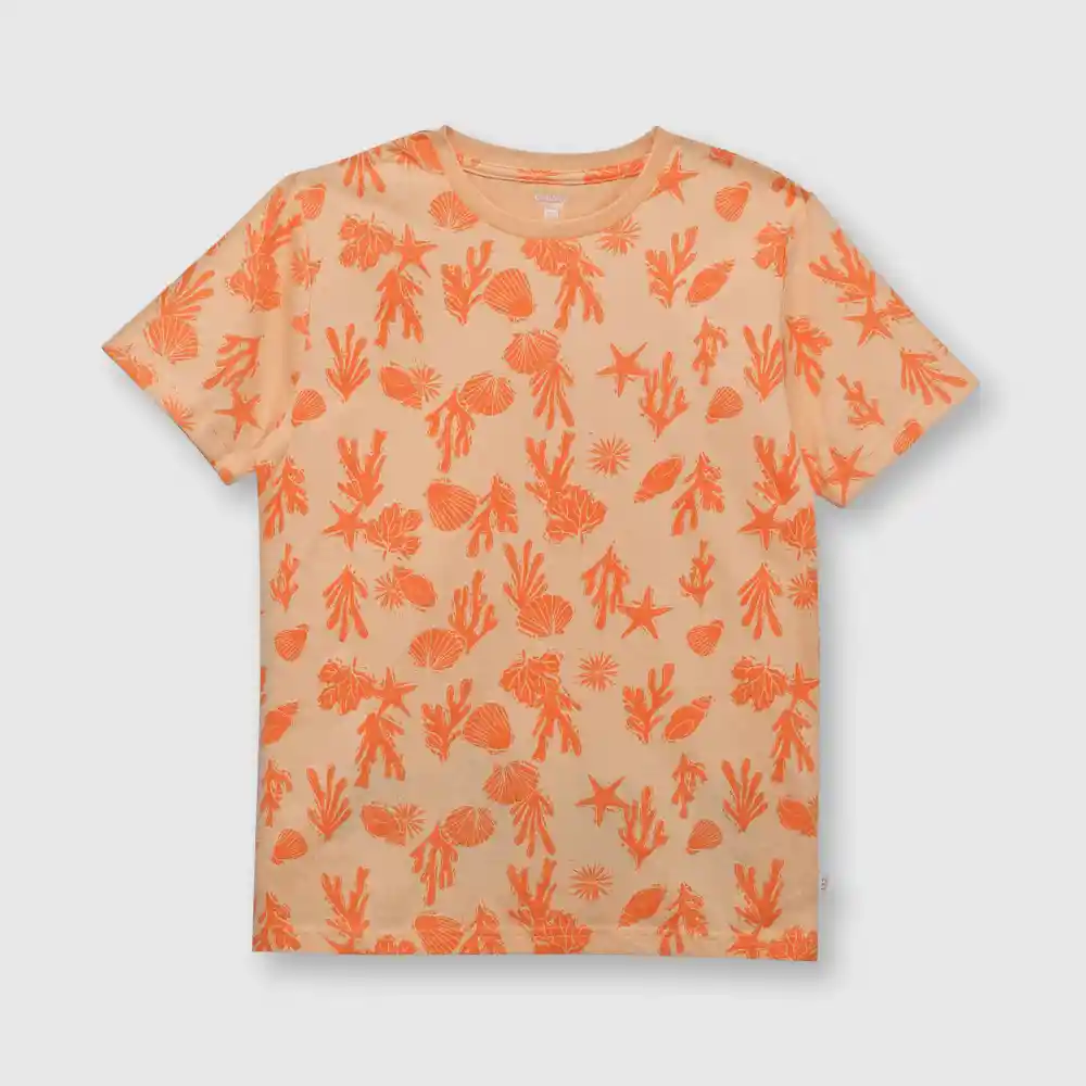 Polera Tropical De Niño Naranja Talla 8a