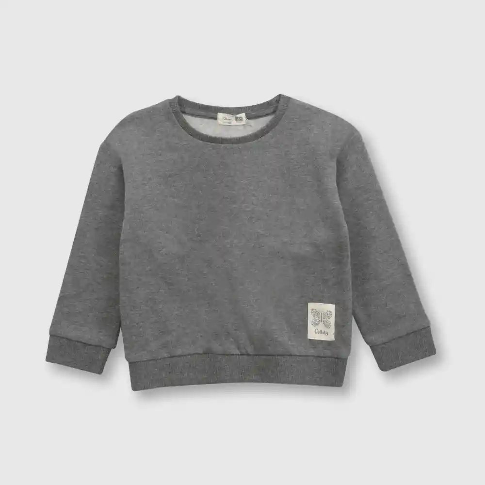 Polerón Clásico De Bebé Niña Gris Talla 12/18 Meses