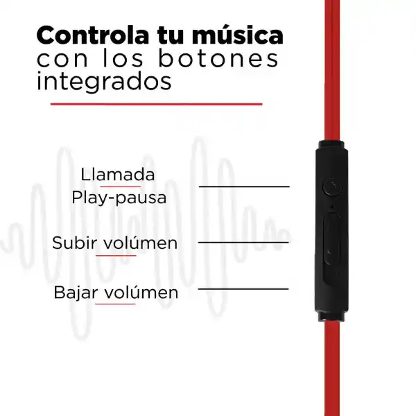 Miniso Audífonos de Cable Clásico Rojo