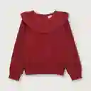 Sweater Manga Regular Con Cuello Flor Rojo Talla 9M Opaline