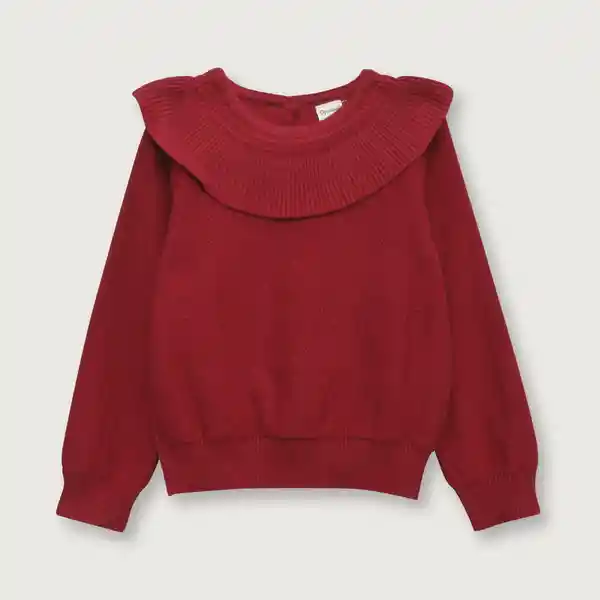 Sweater Manga Regular Con Cuello Flor Rojo Talla 9M Opaline