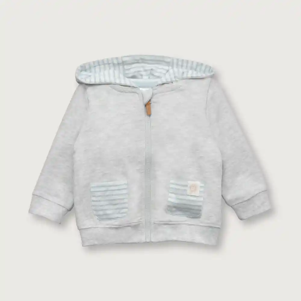 Polerón Orejas De Oso De Niño Gris Talla Rn