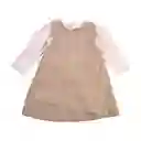 Vestido Cotelé Manga Larga Bebé Niña Arena Talla 9 M Pillin