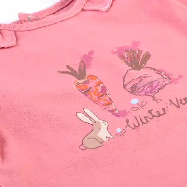 Polera Manga Larga Bebé Niña Palo Rosa Talla 4 A Pillin