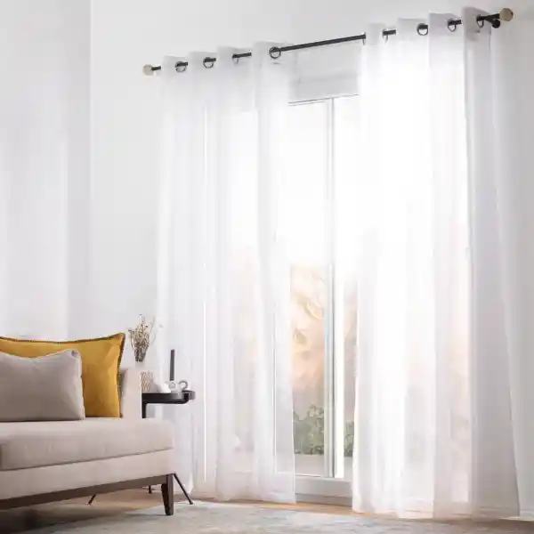 Set Cortina Velo Estampado Trama Ojetillos 140 x 240 Casaideas