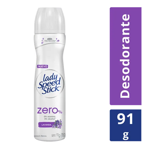 Desodorante Lady Speed Stick Zero% Lavanda en Aerosol 91 g
