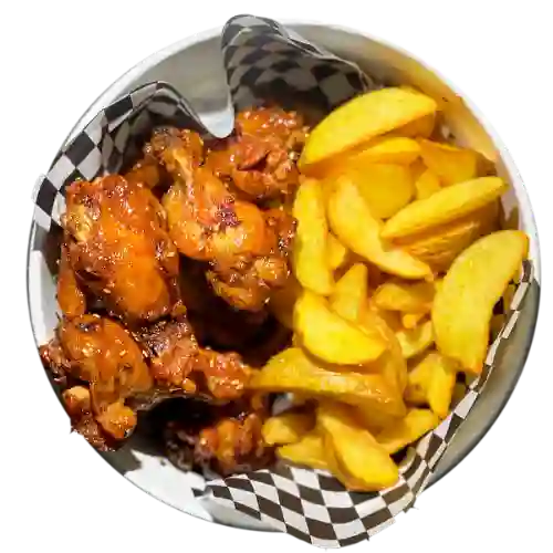 Alitas Teriyaki con Papas Fritas