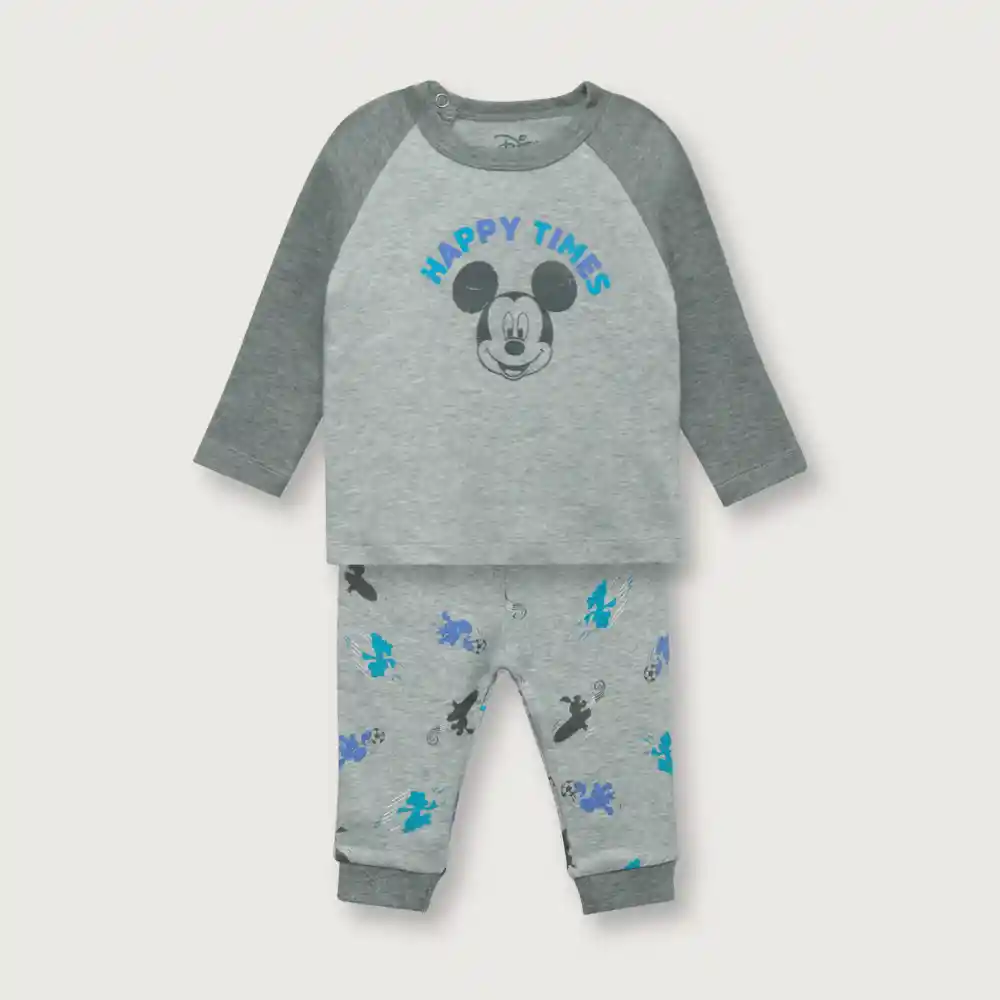 Pijama Disney Mickey Mouse De Niño Grafito Talla 9m