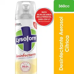 Desinfectante de Ambientes y Elimina Olores Lysoform Cítrica en Aerosol 360ml