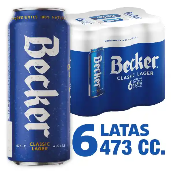 Becker Cerveza Classic Lager en Lata 6 x 473 cc