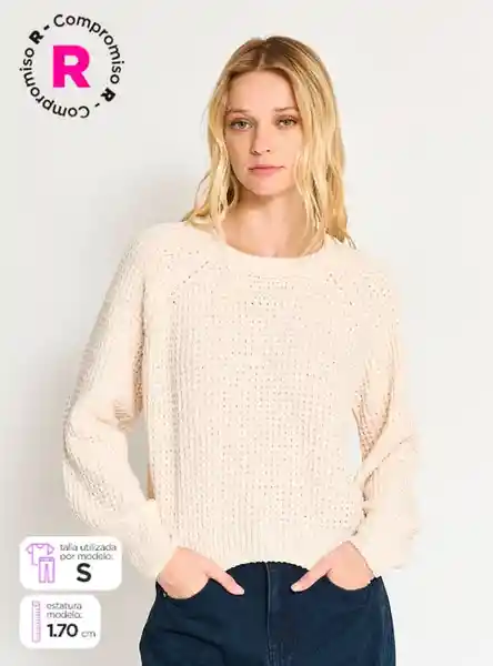 Index Suéter Manga Larga Foco Color Ivory S W25