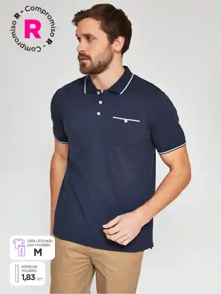 Kenneth Stevens Polera Manga Corta Piq Lin Azul Marino XXL SS25