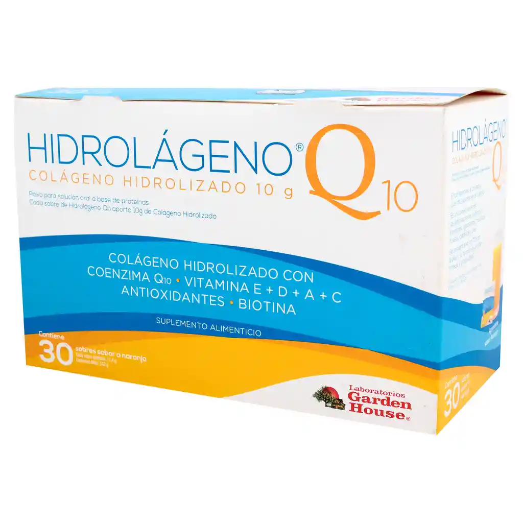 Colageno Hidrolizado Hidrolageno Q10 Sabor Naranja 30 Sobres