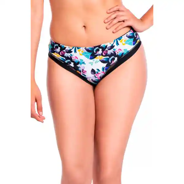 Bikini Tanga Reversible Tiro Alto Estampado Flores Negro T. S Samia