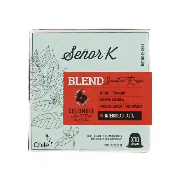 Señor K Café en Cápsulas Blend Santa Rosa Colombia