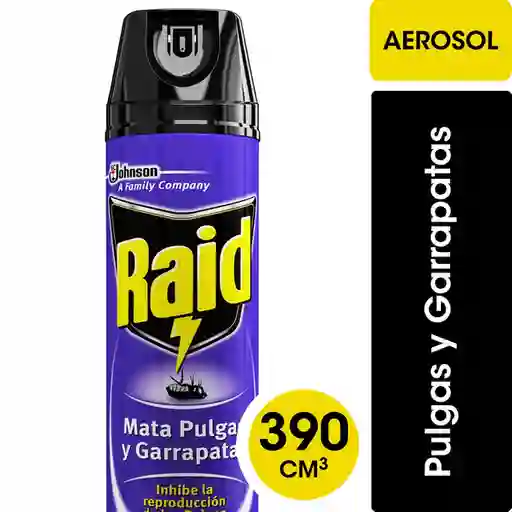 Insecticida  Raid Mata Pulgas y Garrapatas Aerosol 390 cc