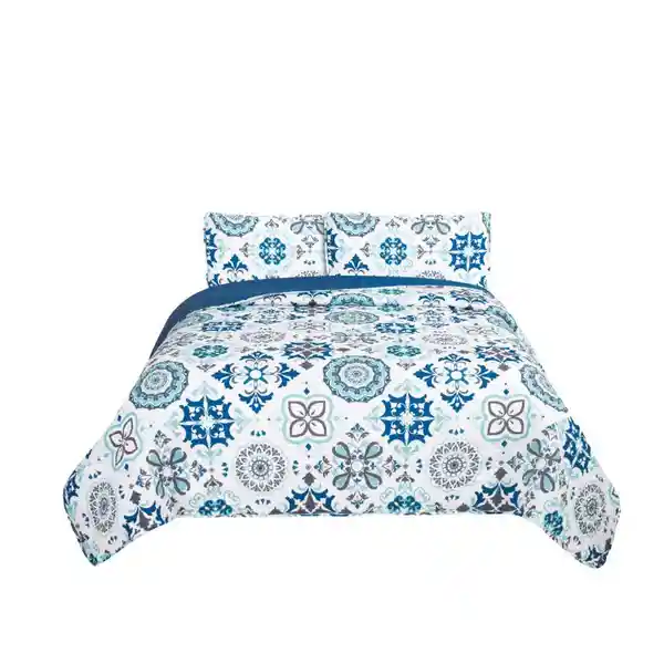 Quilt Solid Wash Blanco y Azul 2P