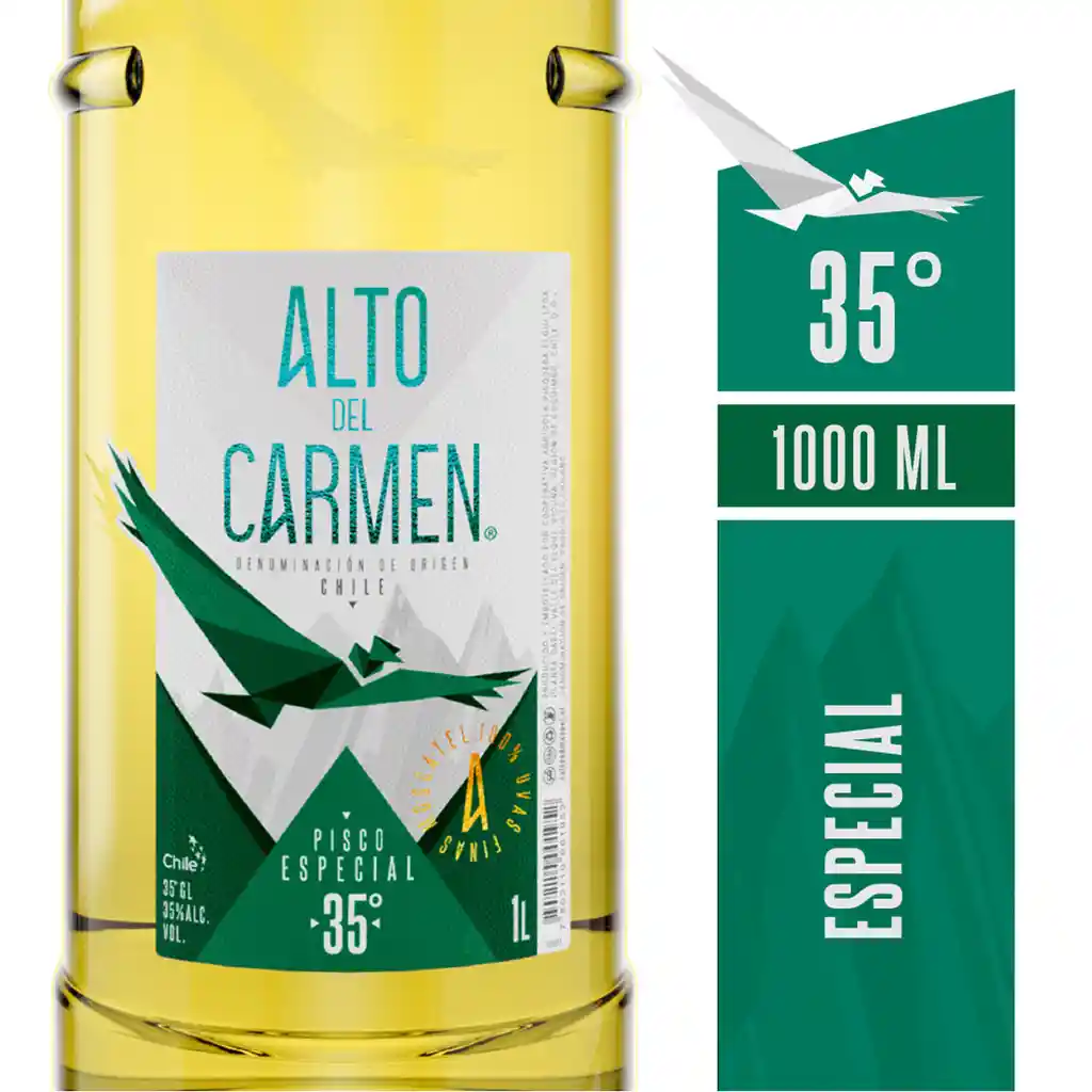 Alto del Carmen Pisco Especial 35° Moscatel 100% Uvas Finas 
