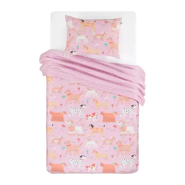 Quilt de Microfibra Estampada Rosado