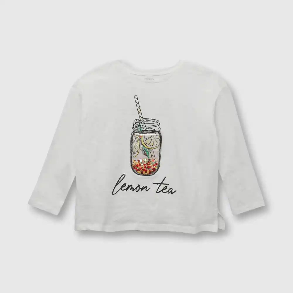 Polera Limonada De Niña Blanco Talla 8 Años