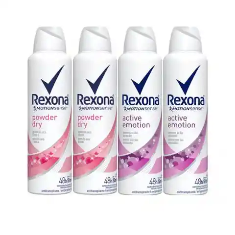 Rexona Antitranspirantes Active Emotion y Powder Dry en Aerosol
