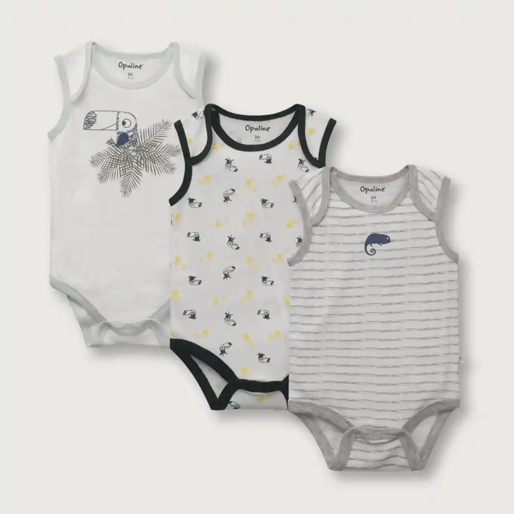 Pack Bodies De Bebé Sin Manga Niño Azul Talla 6m