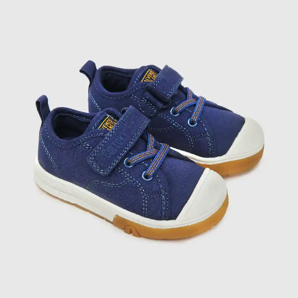Zapatillas Velcro Elástico Lona Niño Azul 25