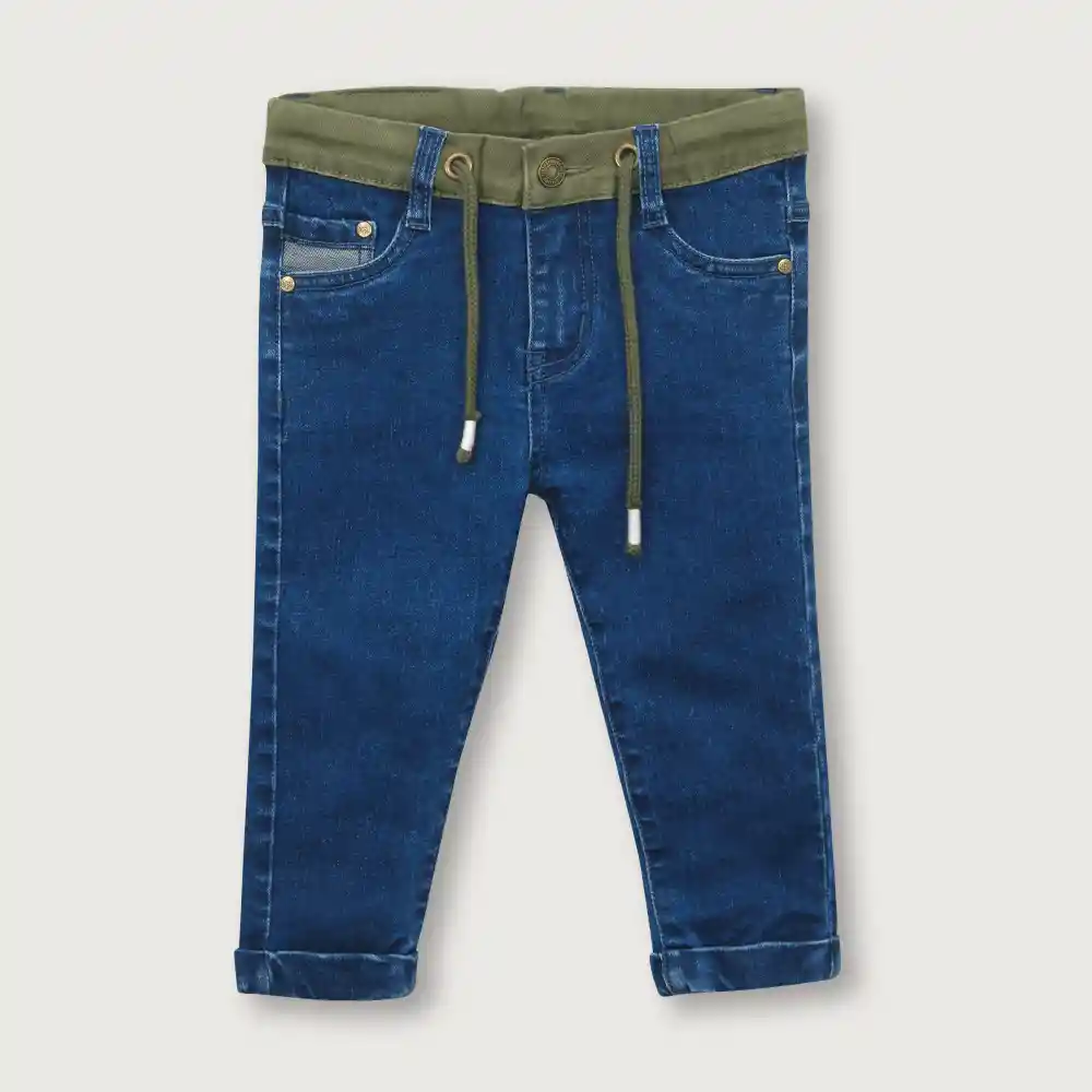 Jean Cintura Verde De Niño Azul Talla 6m