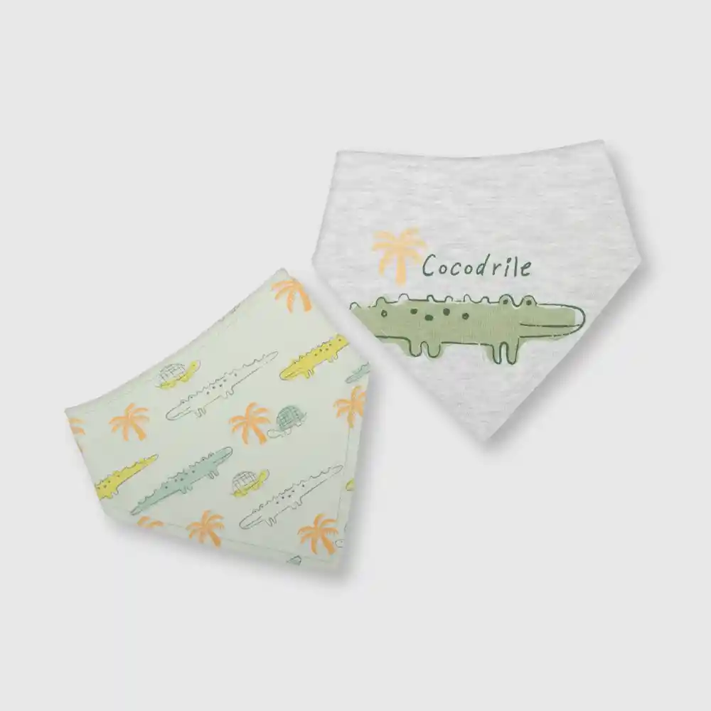 Pack Babero Estampado Bebé Niño Gris Talla Única