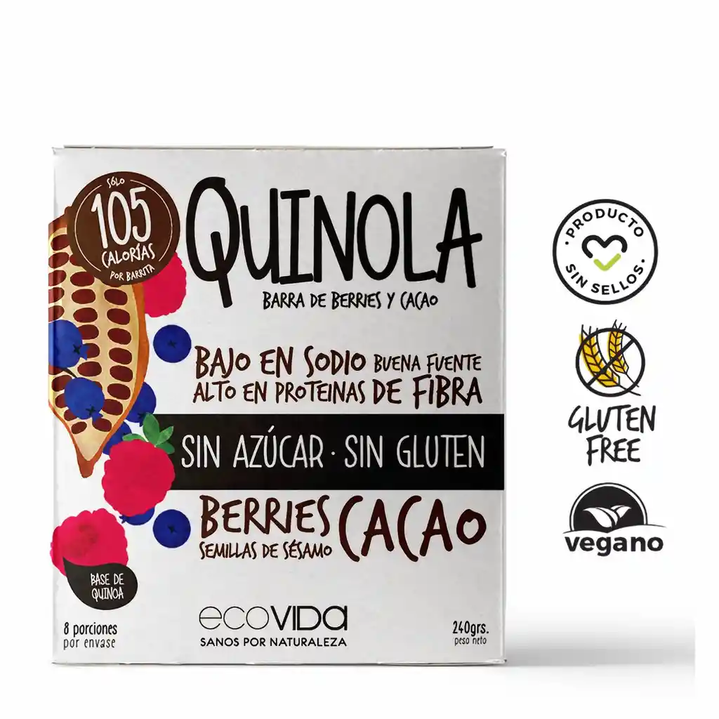 Ecovida Barras de Cereal Quinola Cacao sin Azúcar