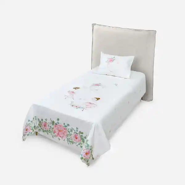 Funda Plumón Algodón Kids Reversible Ballet 1 Plaza Rosen