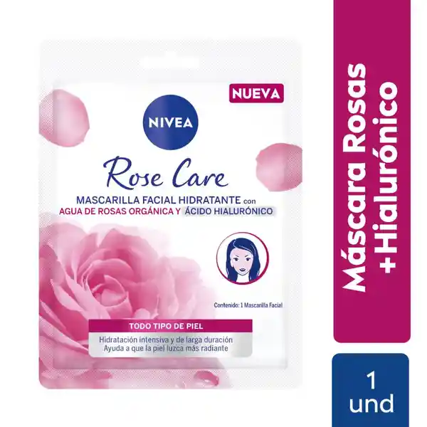 Mascarilla Facial de Tela Nivea Rose Care 1 Und