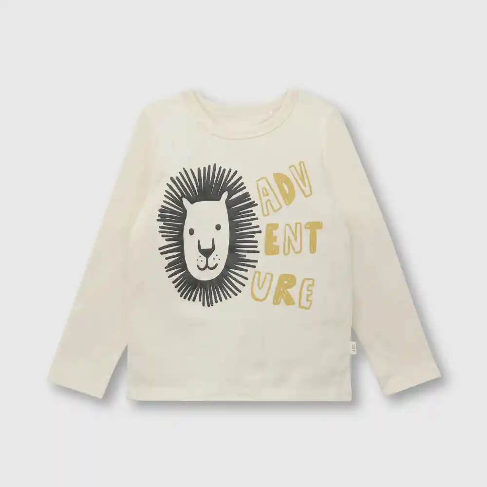 Polera León Bebé Niño Beige Talla 18/24 Meses