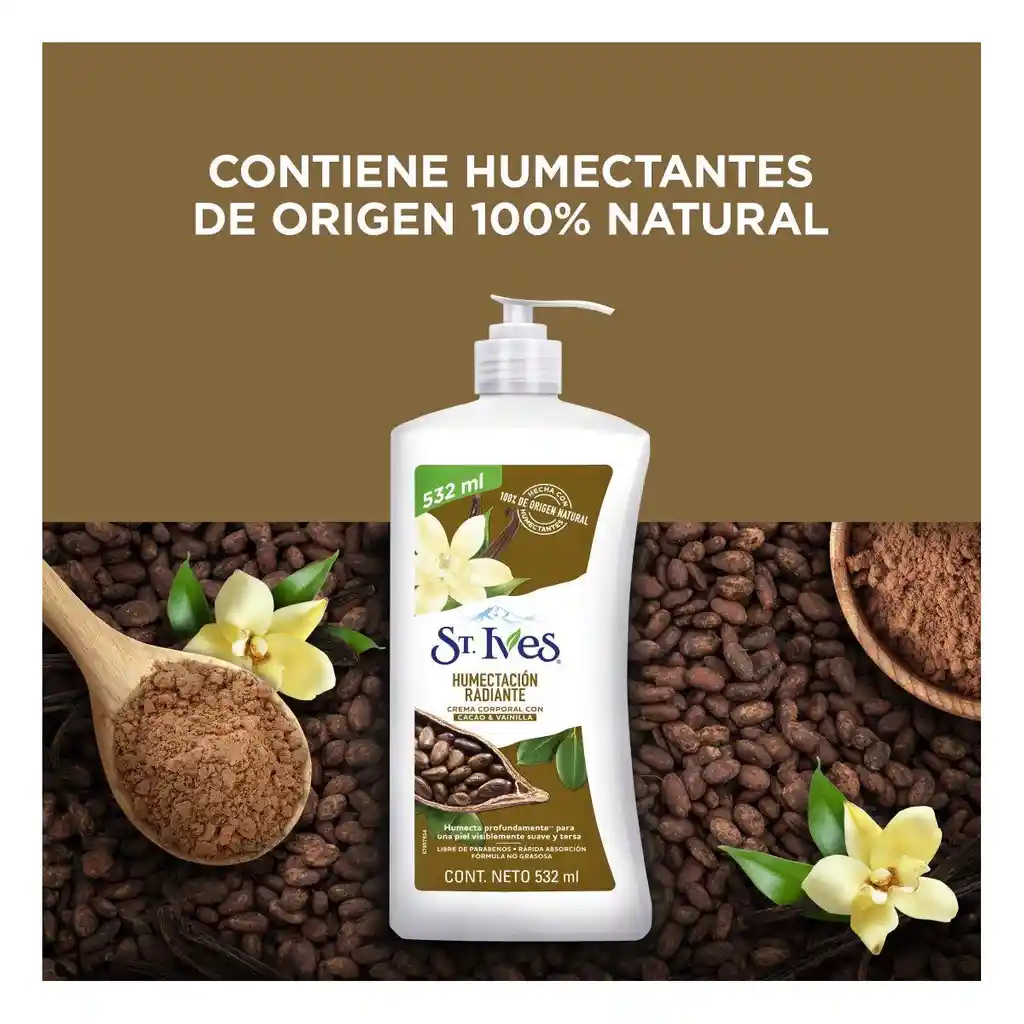 St Ives Crema Corporal Humectación Radiante Caco y Vainilla