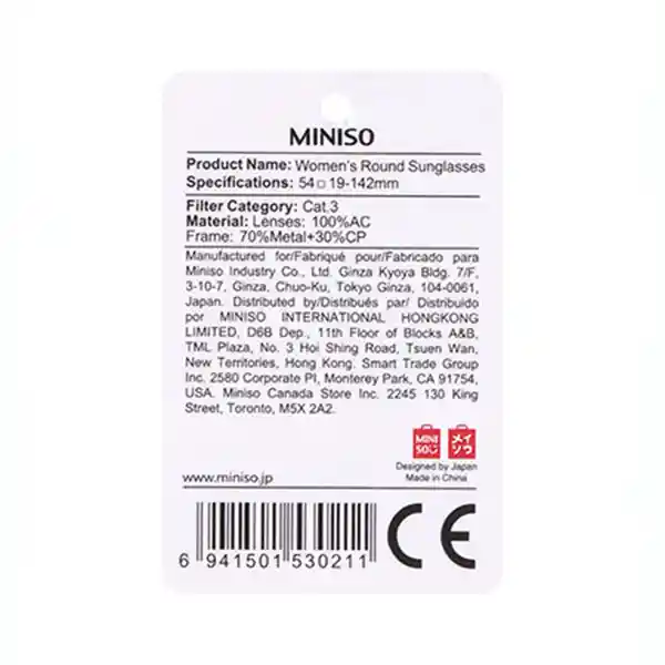 Lentes de Sol Para Mujer Forma Redonda Miniso