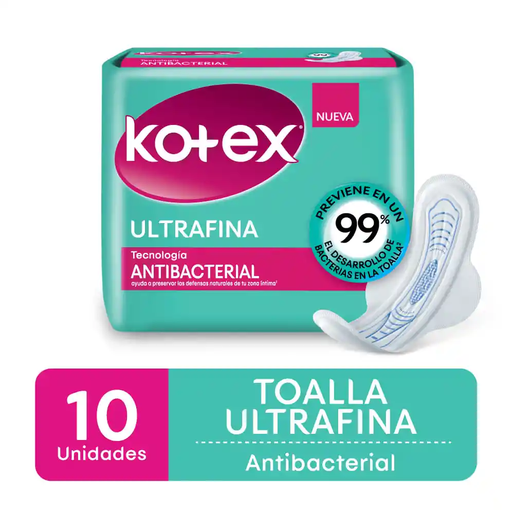 Kotex Toalla Femenina Antibacterial Ultrafina