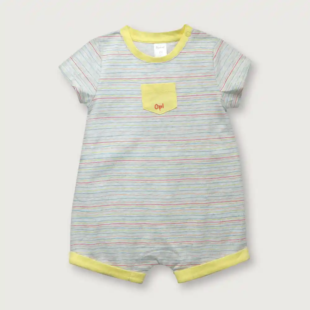 Bombacho Manga Corta De Niño Amarillo Talla 6 Meses