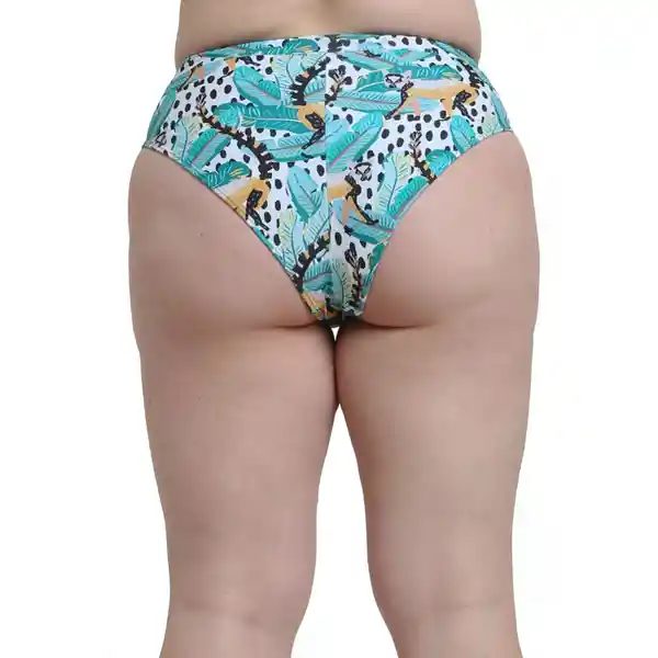 Bikini Calzón Alto Con Pretina Estampado Verde Talla L Samia