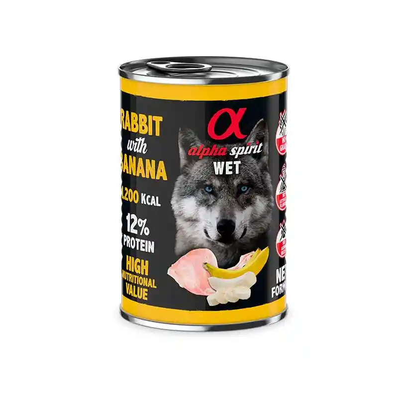 Alpha Spirit Alimento Húmedo Lata Conejo Con Plátano