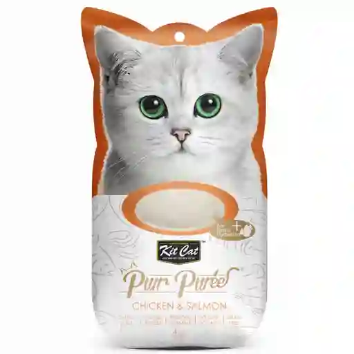 Kitcat Alimento Húmedo para Gatos Pur Puree Pollo y Salmón