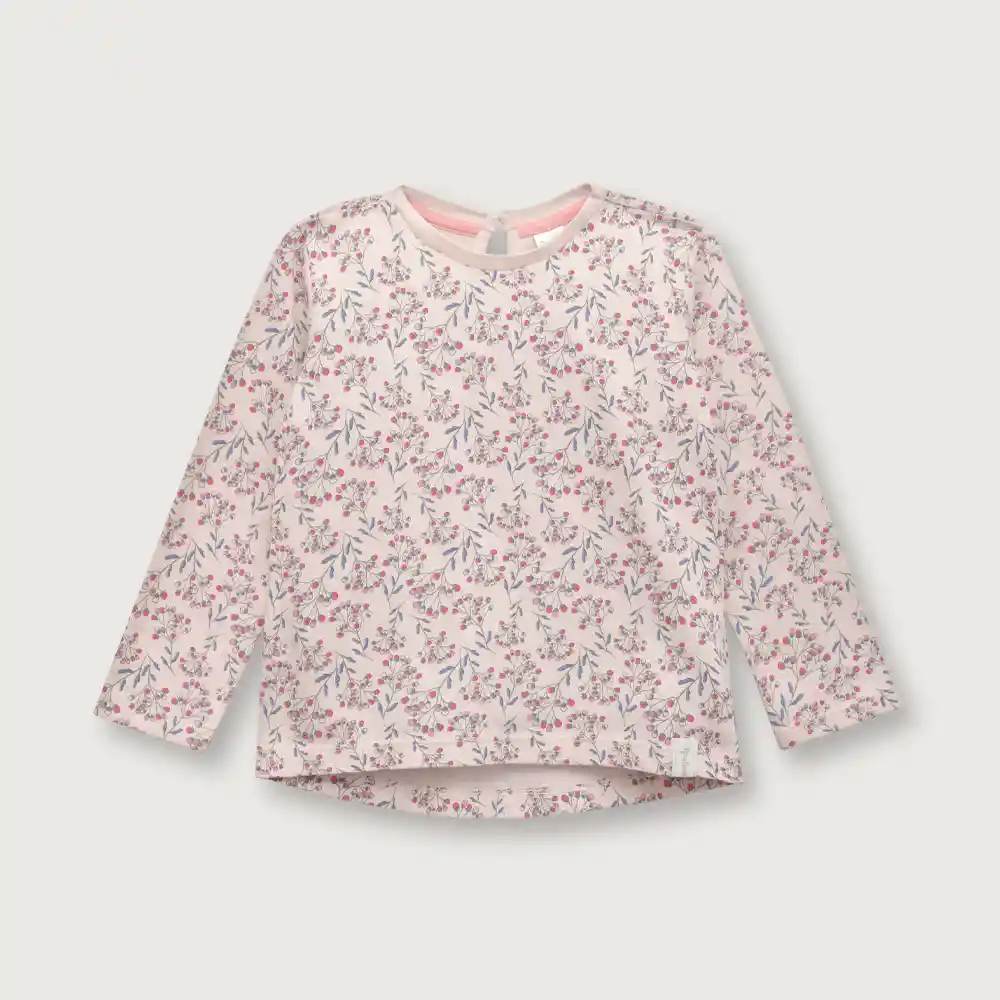 Polera Manga Larga Frutilla Para Niña Rosado Talla 4a