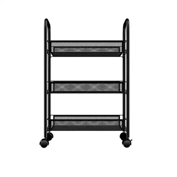Organizador Repisa de 3 Niveles Con Ruedas Negro de Metal