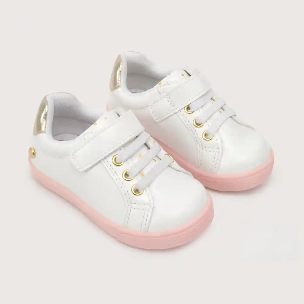 Zapatillas Urbana Velcro De Niño Blanco Y Rosa Talla 29