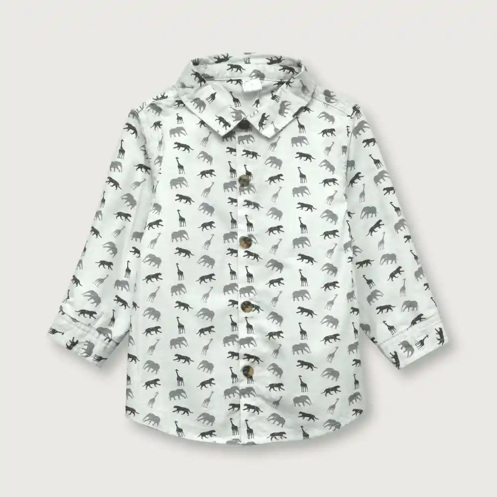 Camisa Jungla Niño Blanco Talla 12M Opaline