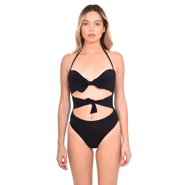 Trikini Con Doble Nudo Color Negro Talla L Samia