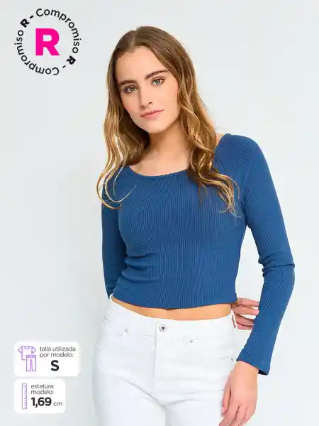 Index Polera Manga Larga Bemidi2 Color Azul S S25