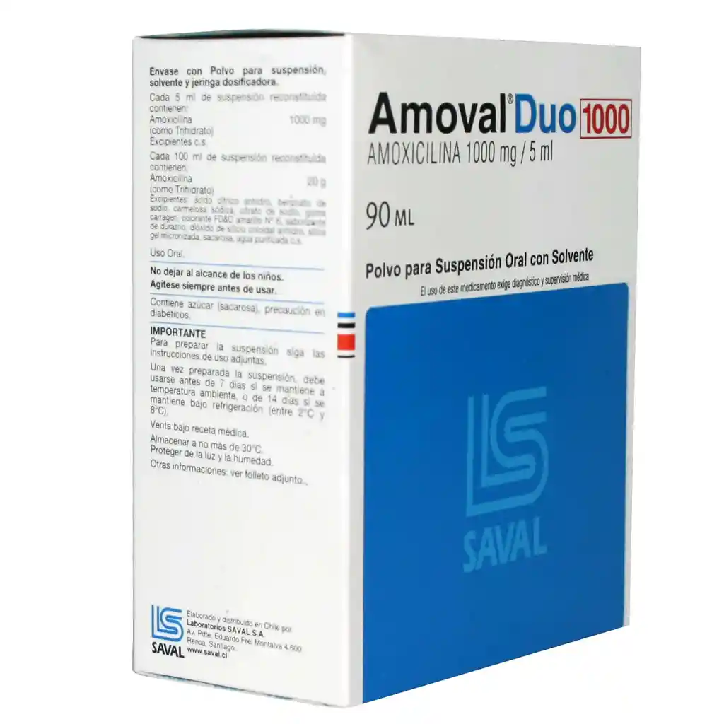 Amoval Duo 1000 mg/5 mL Polvo Susp Oral Con Solvente