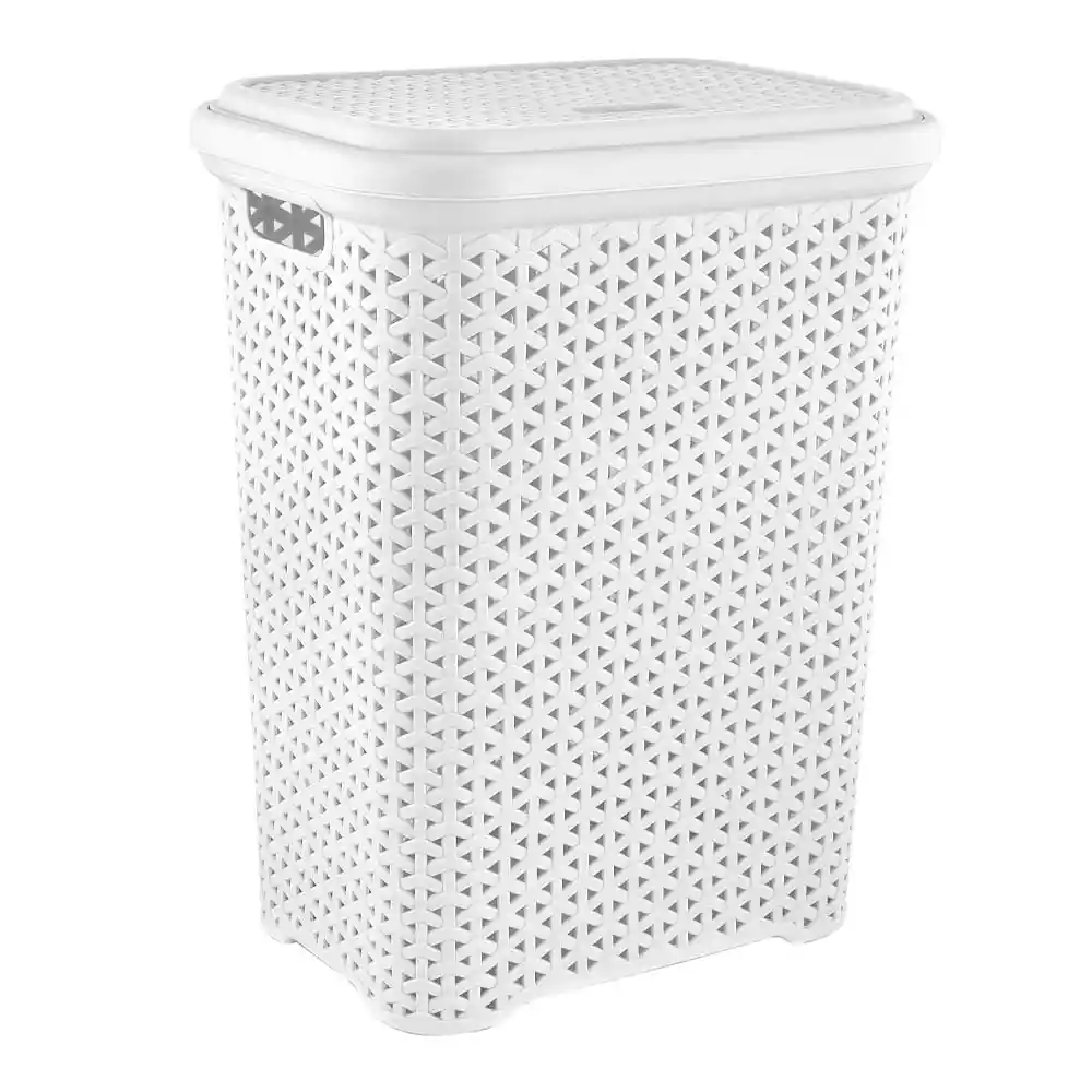 Hamper Simil Rattan 35Lt Blanco 28,5X38,5X50Cm