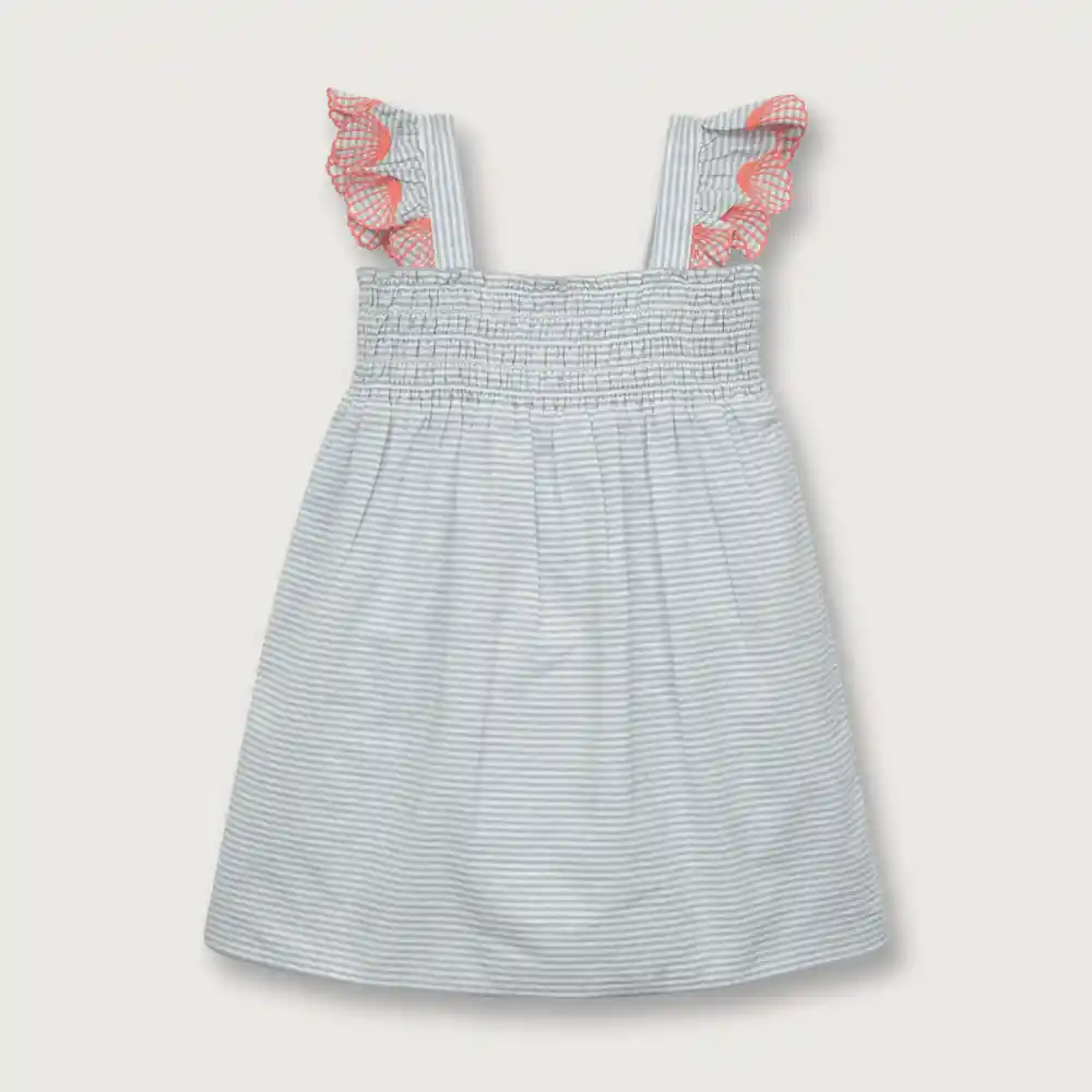 Vestido Rayado Niño Celeste Talla 9 Meses